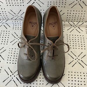*RARE* Vintage Fluevog Hopscotch "Jump Rope" | Gray Oxford Platform Heels 7-1/2
